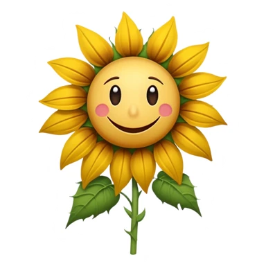drooping sunflower with brown wilted petals and bent green stem, inspired by the iOS wilted rose emoji style sticker