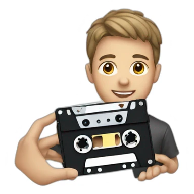 boy with cassette in his hand sticker