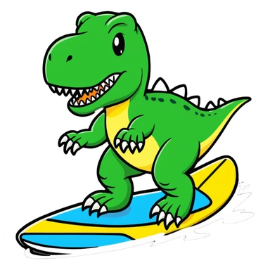T rex surfing sticker