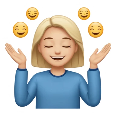 מישהו עם חיוך גדול עיניים סגורות וידיים באמצע ישרות  sticker