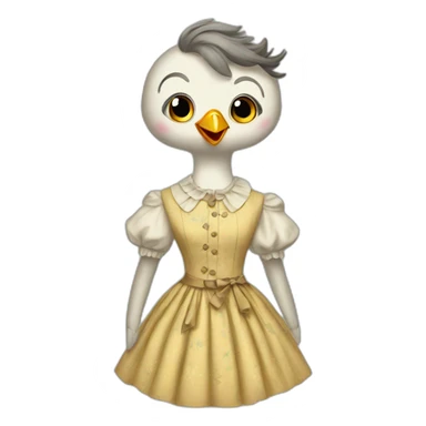 Cuckoo bird wearing a vintage dress sticker