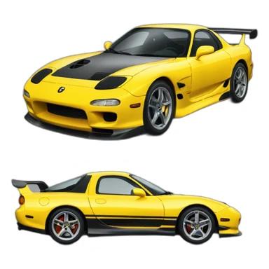 yellow rx-7 fd3s sportscar sticker