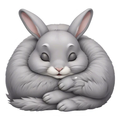 Meme-Worthy Cute Sleeping Grey Rabbit Portrait Emoji, Head resting peacefully with a contented smile, showcasing a delightfully compact build and a luxuriously soft grey fur, eyes shut in a serene nap, Simplified yet hilariously adorable features, highly detailed, glowing with a soft, drowsy light, high shine, relaxed and utterly lovable, stylized with an air of playful laziness, bright and heartwarming, soft glowing outline, capturing the essence of a comically sleepy bunny, so meme-worthy it feels like it could instantly become the next viral sensation of adorable slumber! sticker