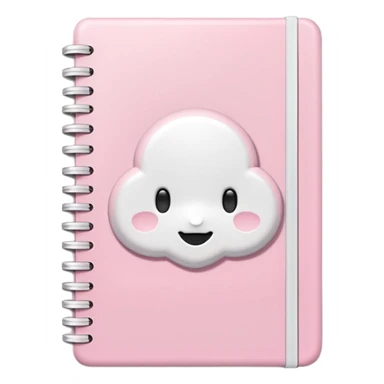 Pastel pink notebook, soft shadows, cute white details, glossy finish sticker