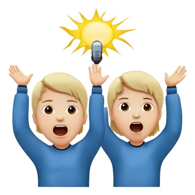 two children scream loudly looking up at full height sticker