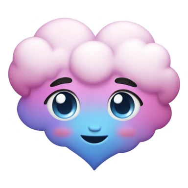 A cute pink purple blue heart cloud with cute eyes  sticker