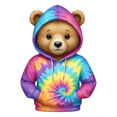 tiedye bear wearing a hoodie sticker