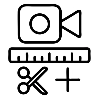 minimal video editor symbol with camera and editing tools sticker