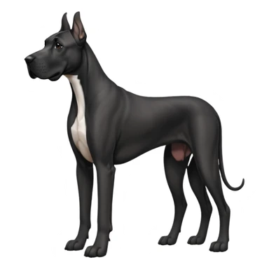 Black Male Great Dane  with no white and has cropped ears in a show stance sticker