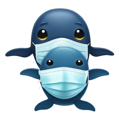 Whale and a seal wearing a face mask sticker