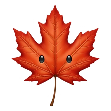 emoji, feuille d'érable couleur vermeille, deux yeux ronds noirs brillants sticker