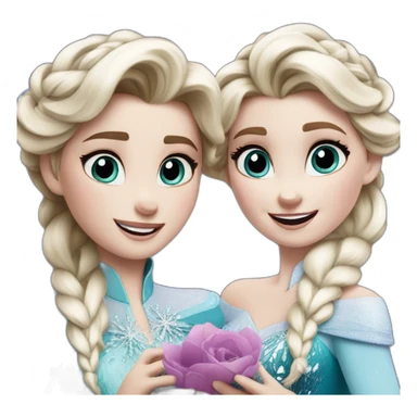 Elsa and Anna are excited sticker