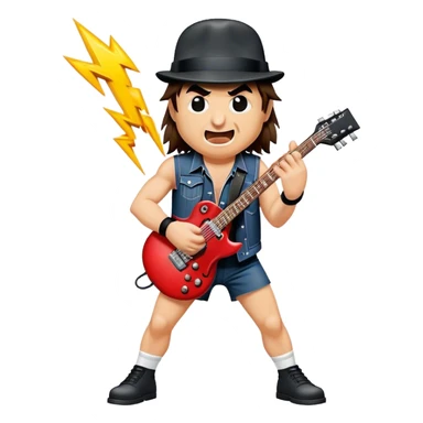 Cinematic Realistic AC/DC Pop Culture Emoji, showcasing an electrifying portrayal inspired by the legendary rock band rendered with vivid textures and energetic lighting. sticker