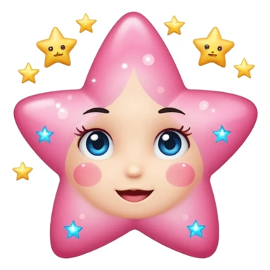 cute star with blushing cheeks and sparkles, girly and motivating emoji sticker