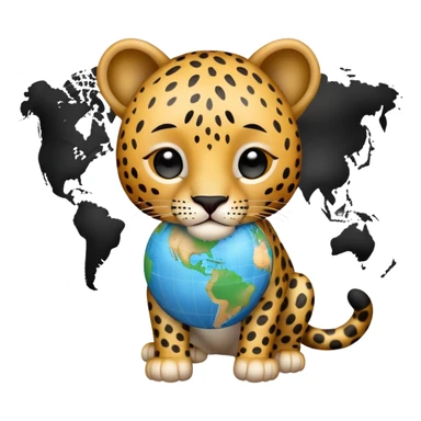leopard with the worlds map instead of dots on his fur, therefore no dots, just the map in black sticker