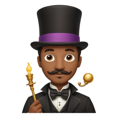 Black male magician, mustache, wearing classic top hat sticker