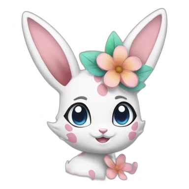 Sylveon zoom in her head with flower sticker