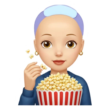 Bald girl eating popcorn sticker