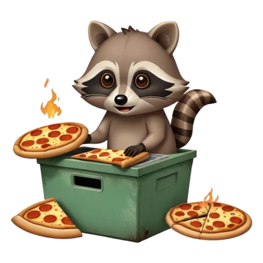 Raccoon eating pizza on a dumpster fire  sticker