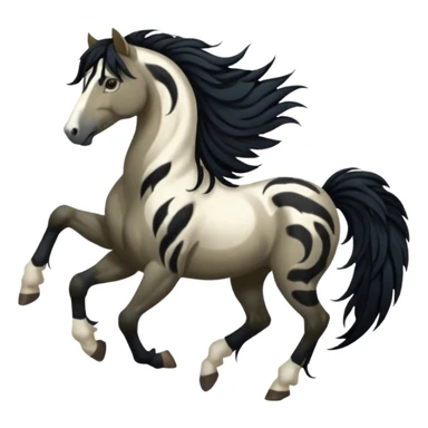 Dark bay gypsy cob with black feathers and mane sticker