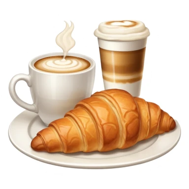 Croissant and capuccino breakfast sticker
