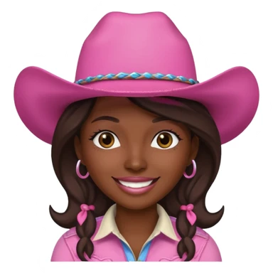 dark skin cowgirl with pink hat sticker