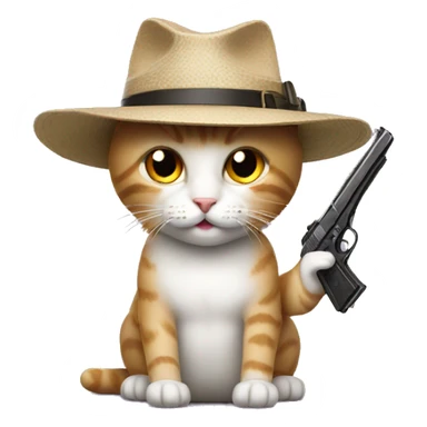 cat with a very nice hat and a gun sticker