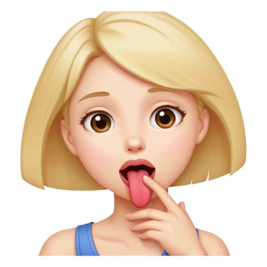 A girl holding neck looking up and tongue sticking out sticker