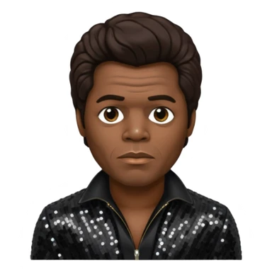James Brown with dark brown hair, black sequin outfit  sticker