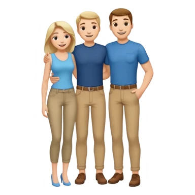 A woman smiling happily and put her hand on the middle of a man's pant and the man moan sticker