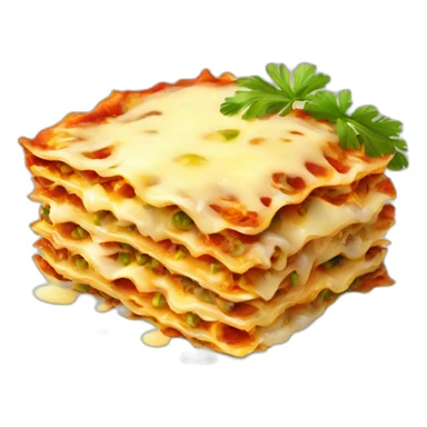 lasagna with parsley and grated cheese and melting cheese sticker
