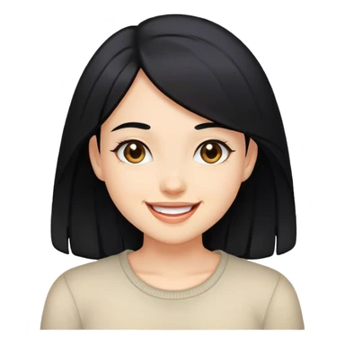happy girl with black hair sticker