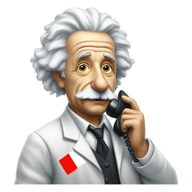 Albert Einstein in simpson dressed in scientific outfit with making a phone call on a flip phone and a french flag in the other hand sticker