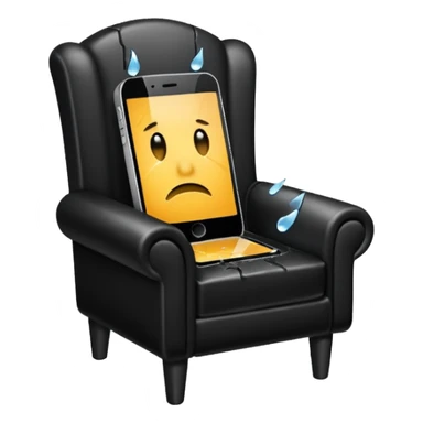 a phone in a chair looking sad and crying sticker