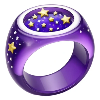 epoxy resin ring with space purple and stars motifs crystal sticker