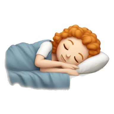 Ginger woman asleep in bed holding a teddy hear sticker