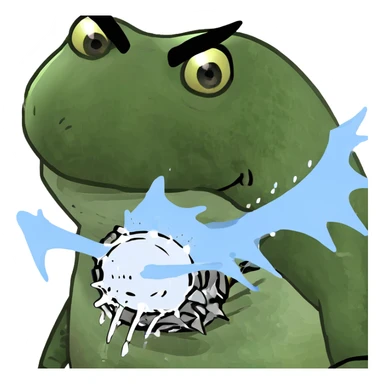 Fearsome turtle with spiked shell, large dragon wings, prominent fangs, sharp claws, shooting water and steam sticker