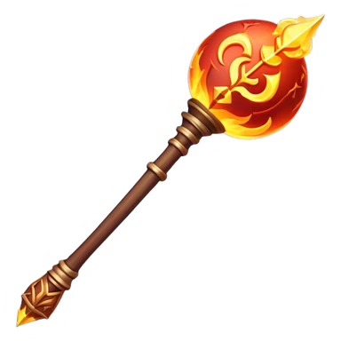 Clash of Clans aesthetic: Cinematic fireball Magic Staff Emoji, rendered in a 3D vector-style similar to standard emojis with minimal shading and bold, simplified shapes. A compact, isometric enchanted staff with intricate runic carvings and a glowing orb at its tip, softly glowing with a mystical arcane charm. Simplified yet unmistakably iconic, highly detailed and consistent, glowing with a soft radiant glow and high shine. Stylized with a touch of legendary sorcery and a soft glowing outline, capturing the essence of a powerful magic staff with a friendly, playful vibe! sticker