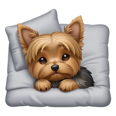 Yorkshire terrier, eyes closed, sleeping on the bed sticker
