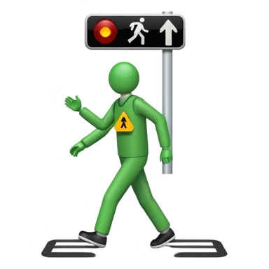 Crosswalk Light signal icon , Green walking man. sticker