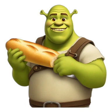 shrek holding a baguette sticker
