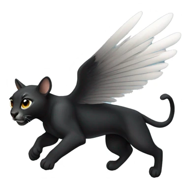 winged black puma flying sticker