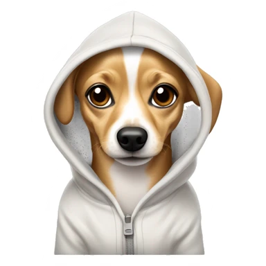 white and tan Chiweenie wearing a hoodie sticker