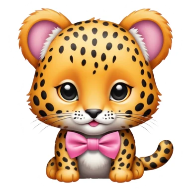 baby leopard with pink bow tie  sticker