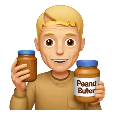 White man, barely any hair, lots and lots of wrinkles, bad yellow teeth, and peanut butter. Cerebral palsy sticker