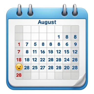 Emoji of calendar page for August 18 sticker