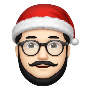 Sexy Santa man black hair white with black glasses  sticker