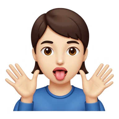 Tounge out with hands to side sticker