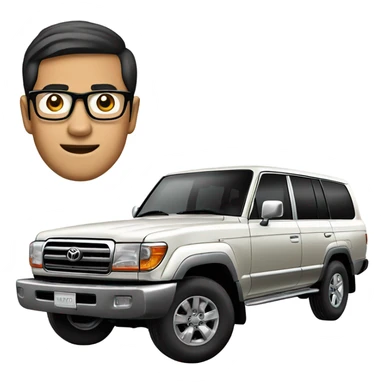 Asian man glasses Toyota Land Cruiser sticker