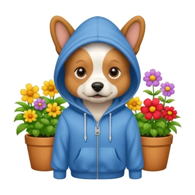 dog in a hoodie, garden background sticker